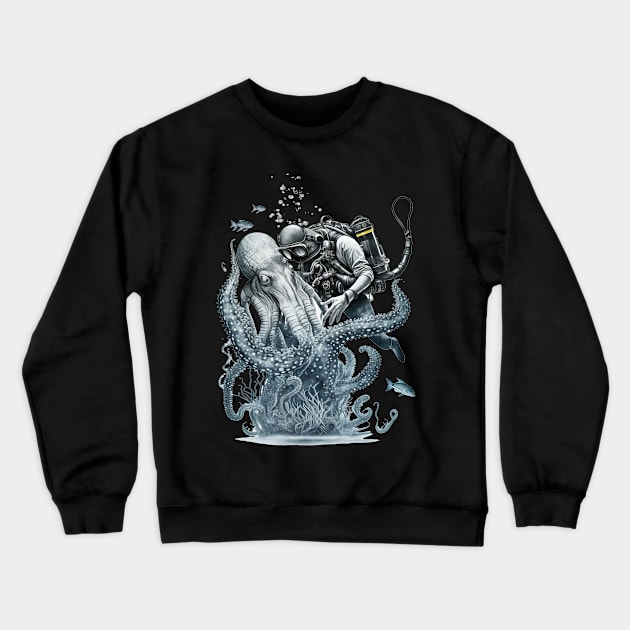 Scubadiving with Octopus Crewneck Sweatshirt by AI INKER